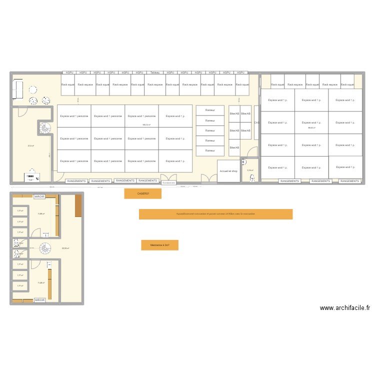 Crossfit Créon 4. Plan de 15 pièces et 350 m2