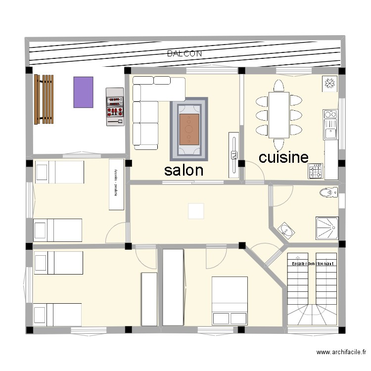 tamadhaght n'verkok 2. Plan de 4 pièces et 99 m2