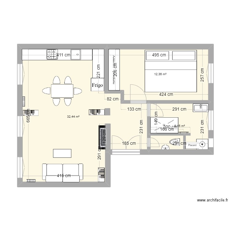 Oberkampf #2. Plan de 5 pièces et 49 m2