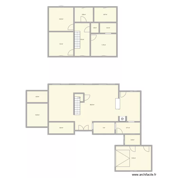 a construire. Plan de 17  et 186 m²