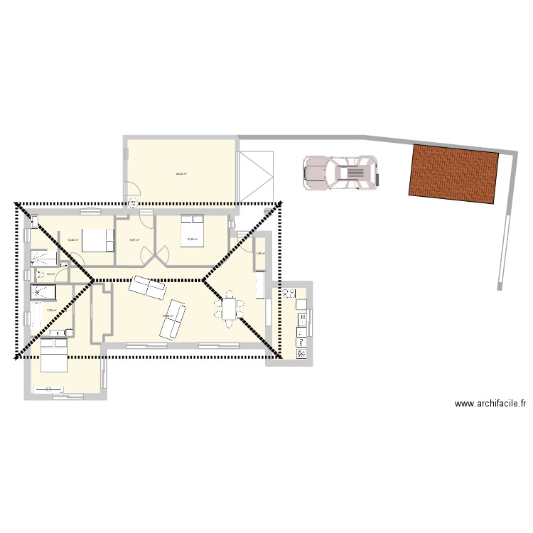 Projet 3. Plan de 9 pièces et 146 m2