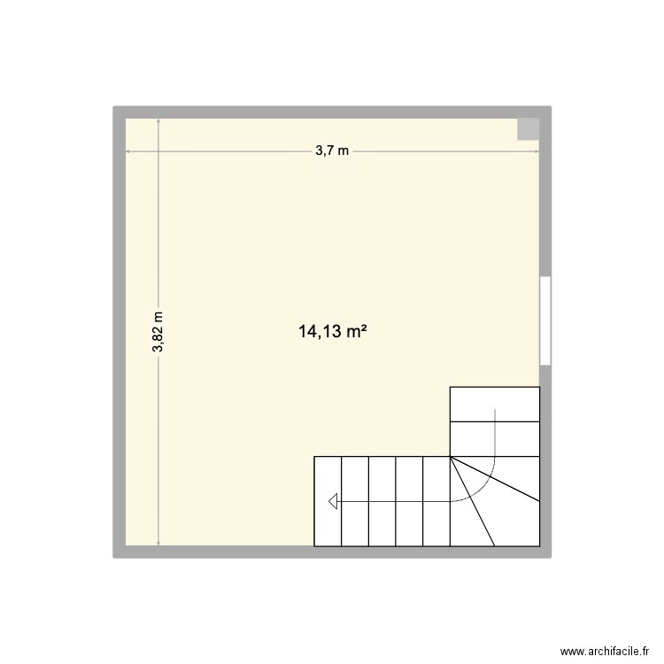 sauteyron. Plan de 1 pièce et 14 m2