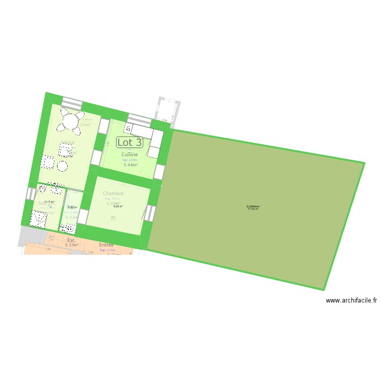 Lot 3 Les Moulins. Plan de 5 pièces et 105 m2
