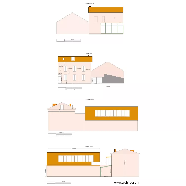 Plan de facade et toiture AVP. Plan de 