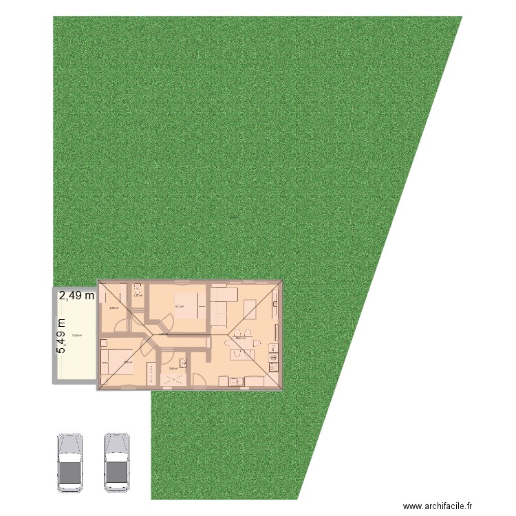 maison 1. Plan de 8 pièces et 77 m2