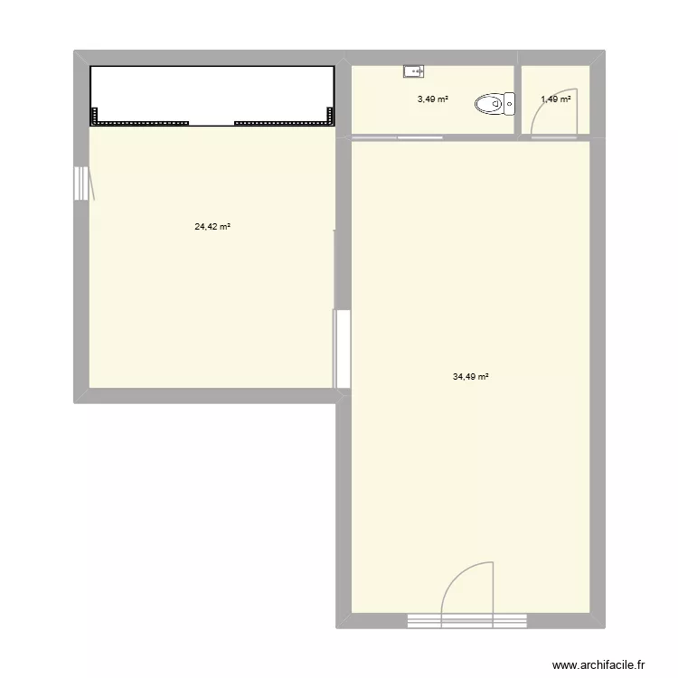 Local commercial. Plan de 4 Pièces et 64 m² Local commercial. Plan de 4 Pièces et 64 m²