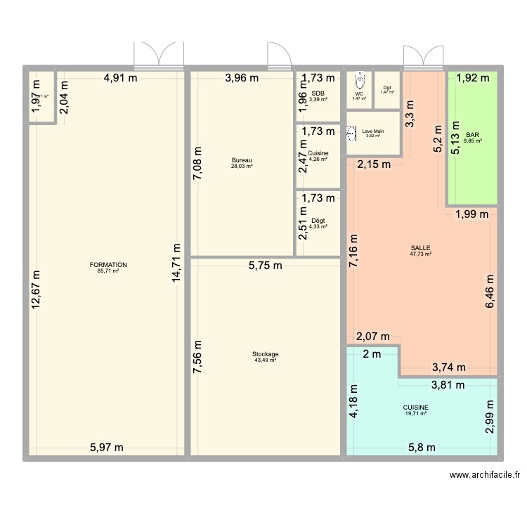 plan FK jarry. Plan de 13 pièces et 255 m2