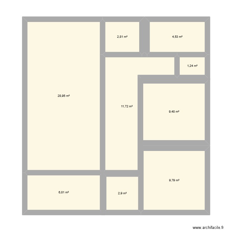 Chez Nous. Plan de 9 pièces et 78 m2