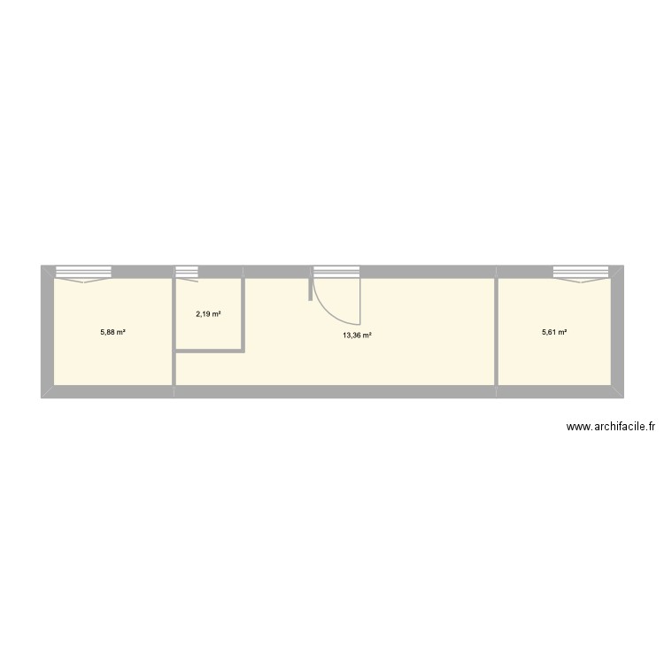 container. Plan de 4 pièces et 27 m2