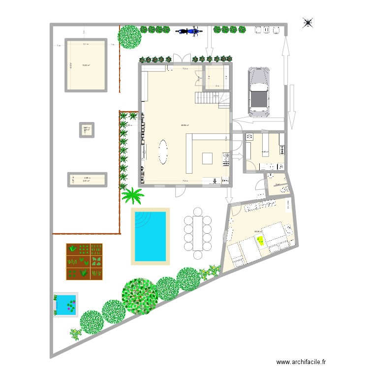Maison. Plan de 14 pièces et 209 m2