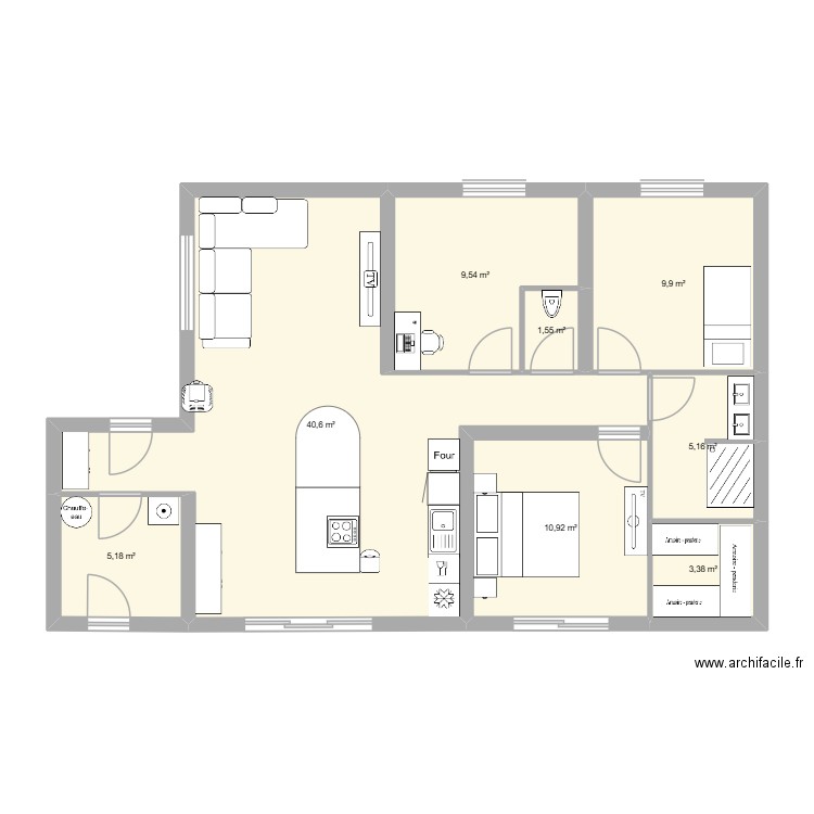 plan3. Plan de 8 pièces et 86 m2