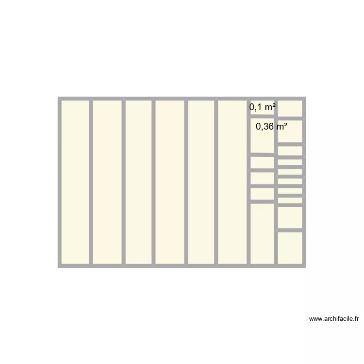 Gauche &eacute;tag&egrave;re. Plan de 16  et 10 m²