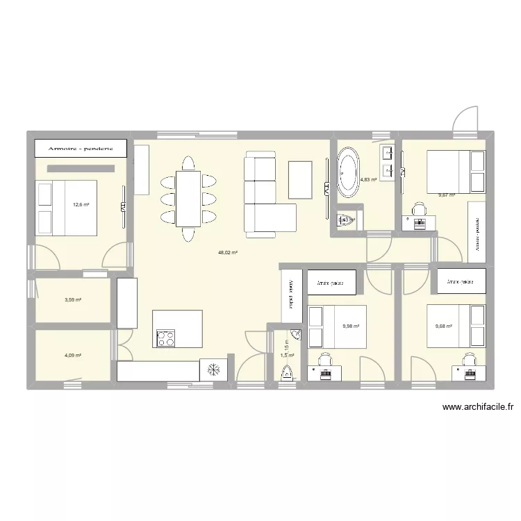 maison 2. Plan de 10  et 104 m²