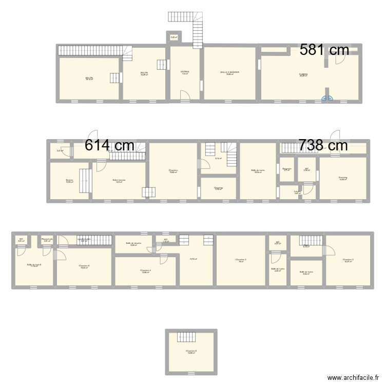 Danielle. Plan de 36 pièces et 349 m2