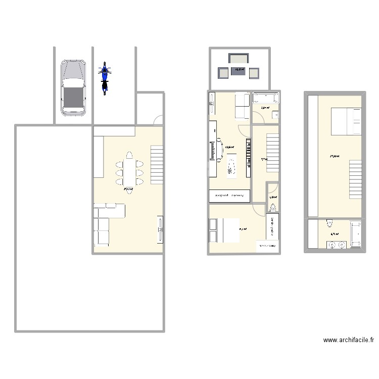 maisonnnn. Plan de 9 pièces et 129 m2