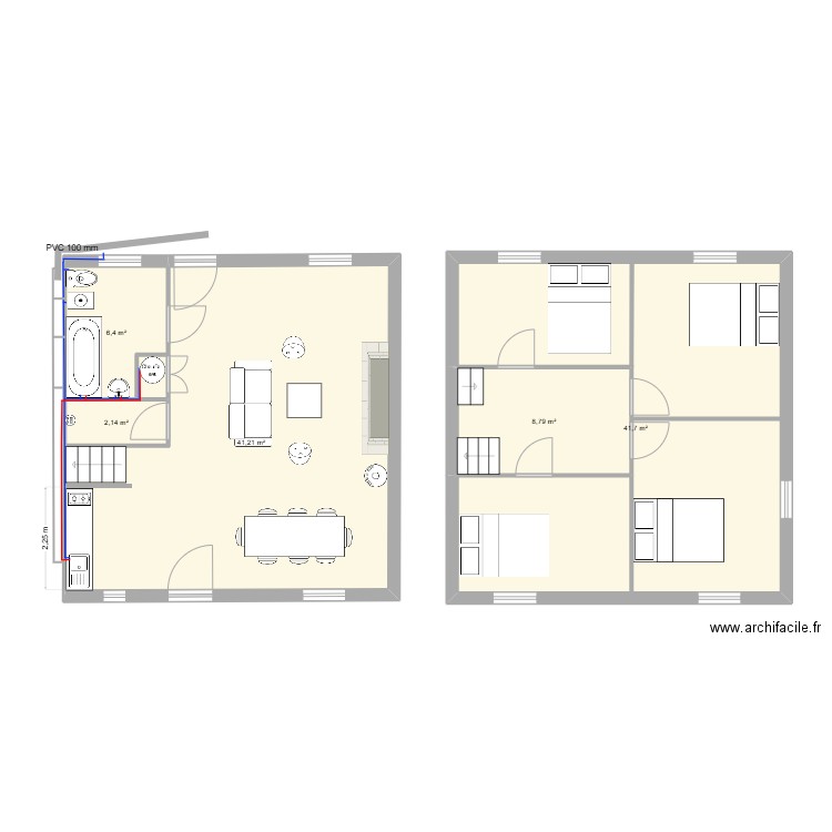 Mayres20. Plan de 5 pièces et 100 m2