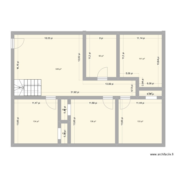 sous-sol. Plan de 9 pièces et 94 m2