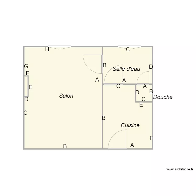 Croquis DEFONTAINE appt gauche. Plan de 