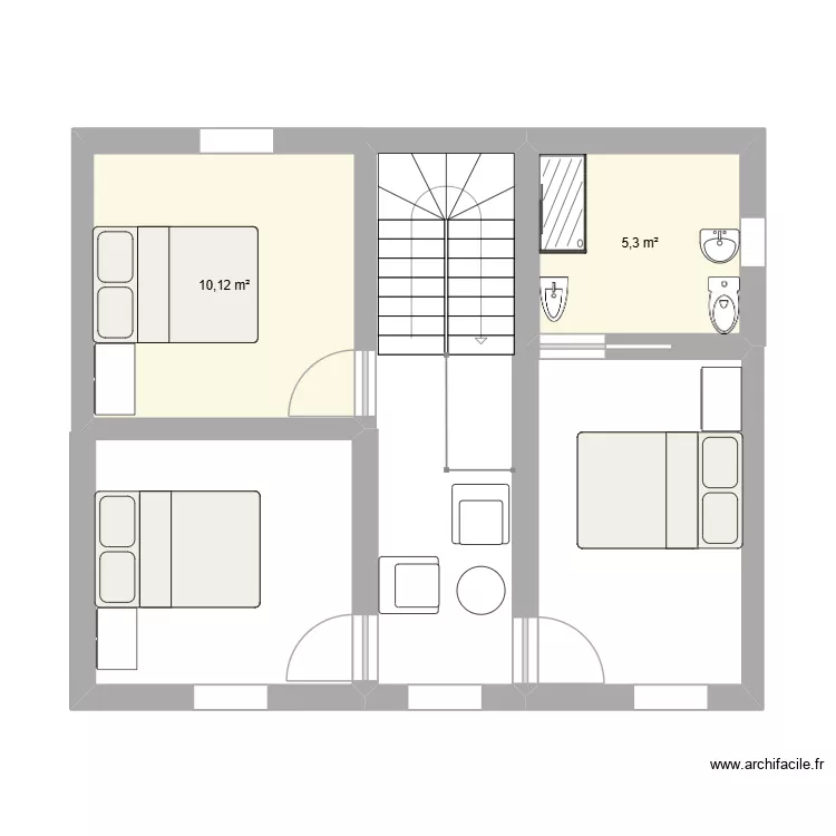 P1 arriba. Plan de 2 Pièces et 15 m²