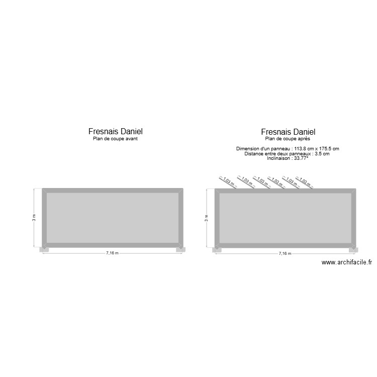 Fresnais Daniel plan de coupe. Plan de 2 pièces et 35 m2