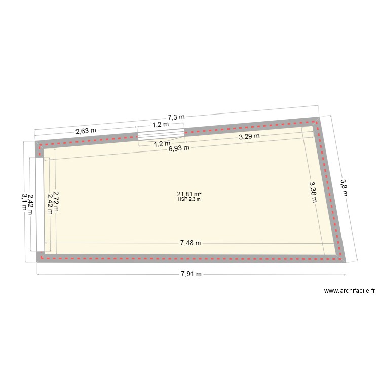 garrage tdc 7. Plan de 1 pièce et 22 m2
