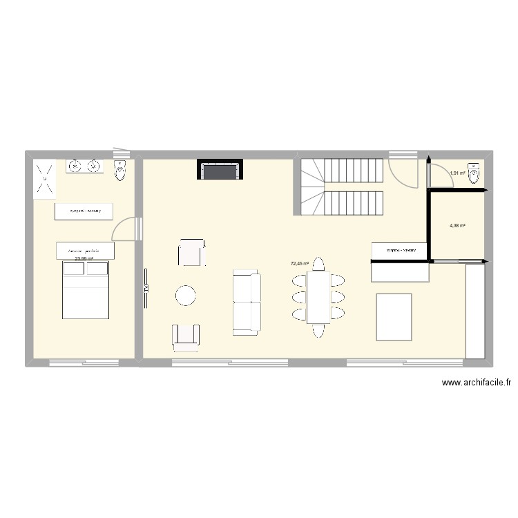 Impasse puit fleuri. Plan de 1 pièce et 105 m2