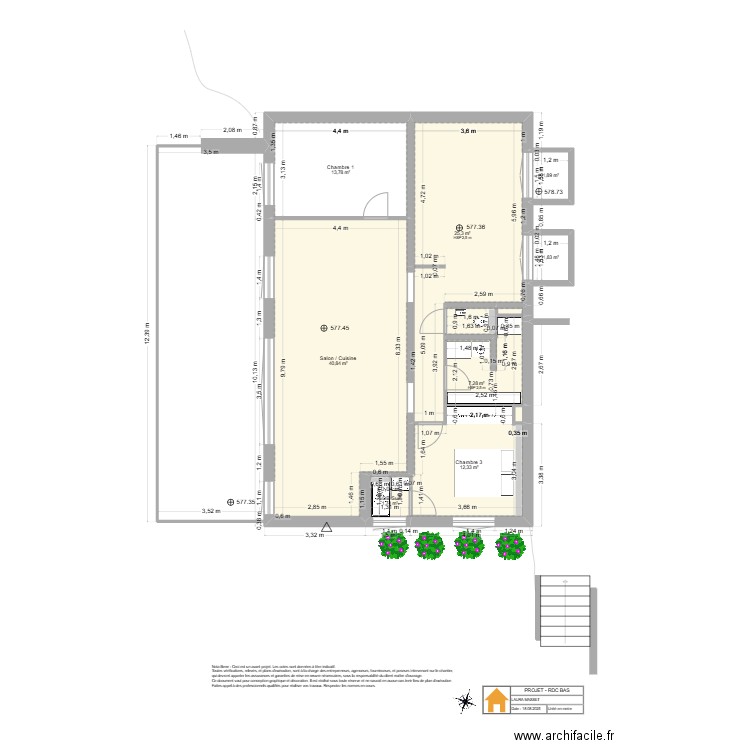 Viuz - RDC Bas - Projet. Plan de 10 pièces et 105 m2