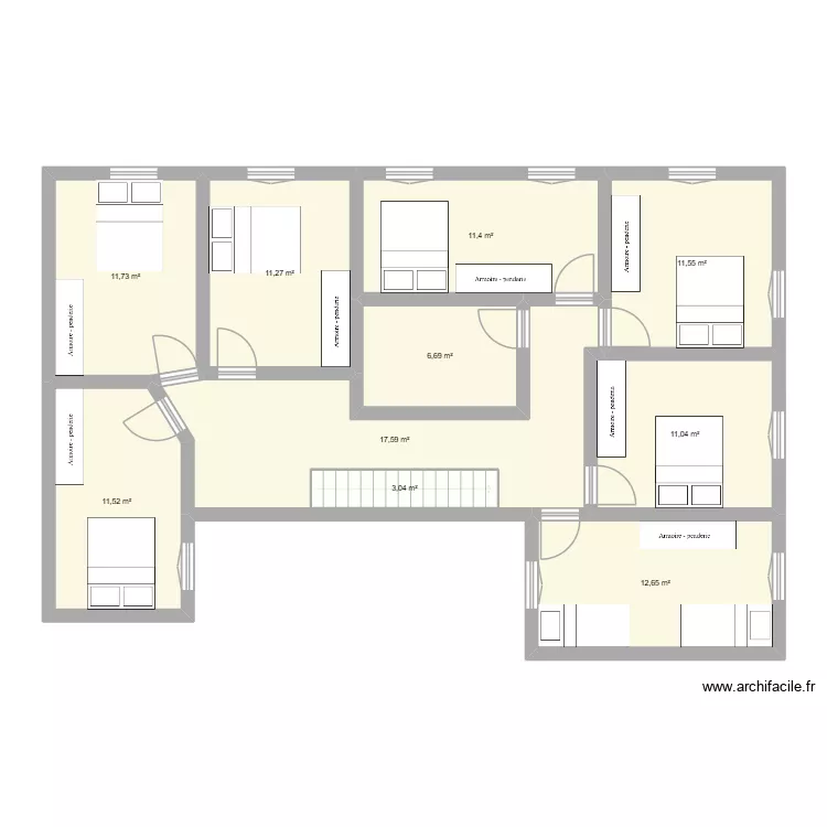 CACAH. Plan de 18  et 221 m²