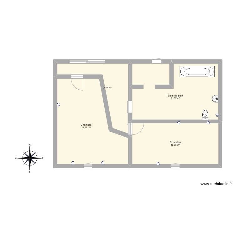 PERSO. Plan de 4 pièces et 69 m2