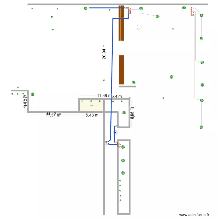 zone sud. Plan de 1  et 14 m²