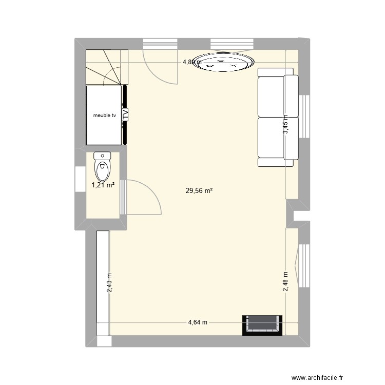 maison. Plan de 2 pièces et 31 m2