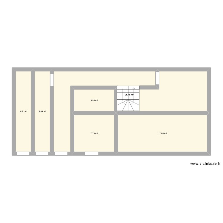 N-RDC. Plan de 6 pièces et 71 m2