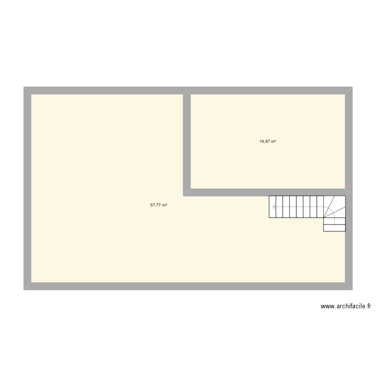 Etage. Plan de 2 pièces et 78 m2