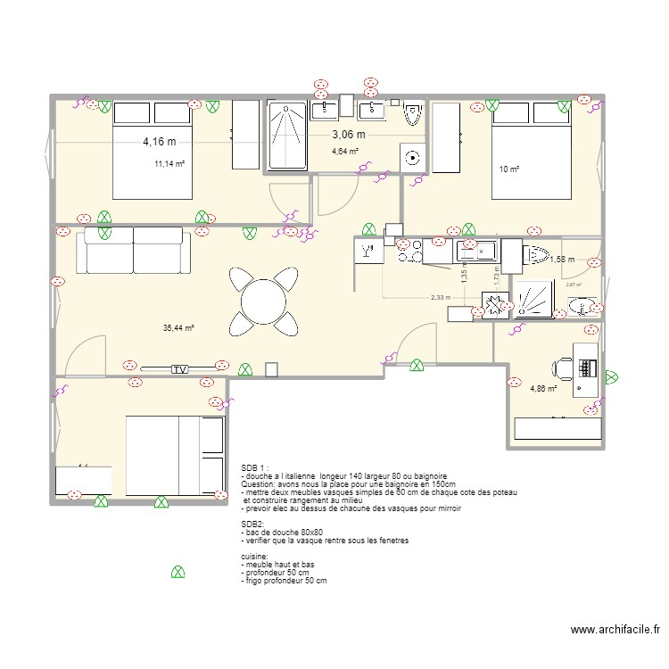 VF paris 18 07092025. Plan de 6 pièces et 69 m2