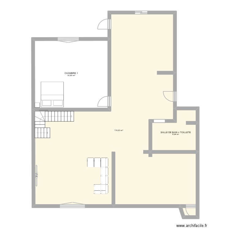 SIDI HMED ETAGE 1. Plan de 3 pièces et 159 m2