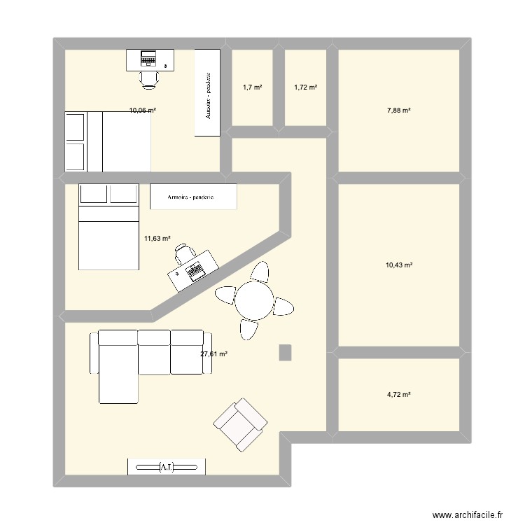 plan apt cachan. Plan de 8 pièces et 76 m2