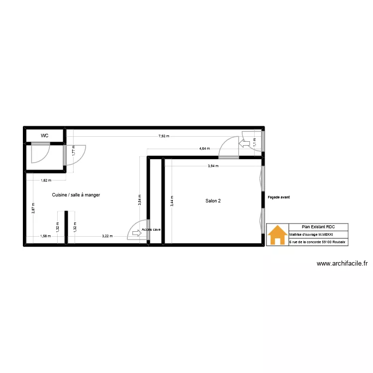 MEKKI FATAH RDC. Plan de 5  et 43 m²