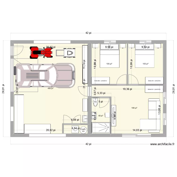 sous-sol 1. Plan de 5  et 88 m²