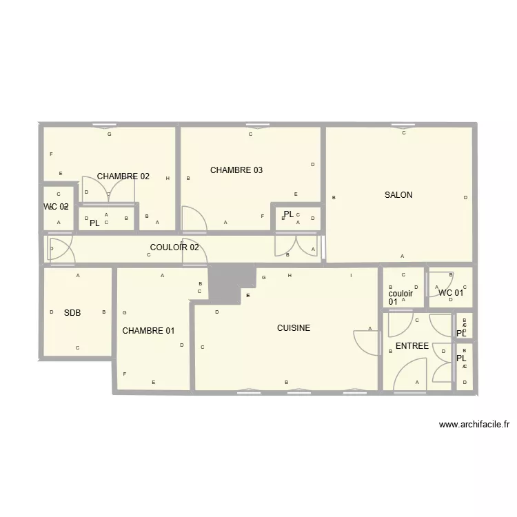 ANTAREAL 2 EME PLOMB. Plan de 16  et 61 m²