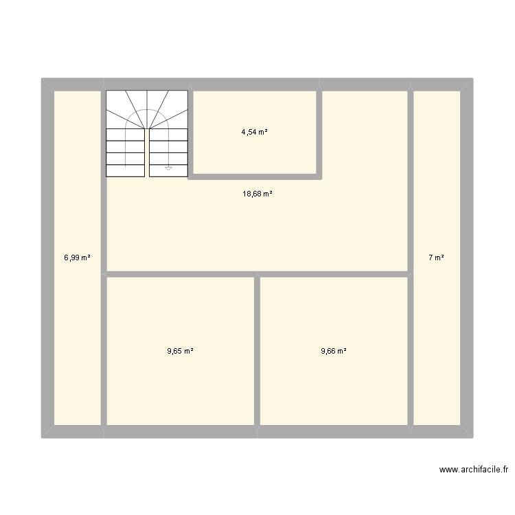 Etage 1. Plan de 6 pièces et 57 m2