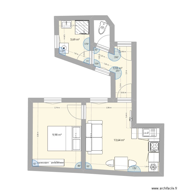 Boulogne B. Plan de 4 pièces et 31 m2