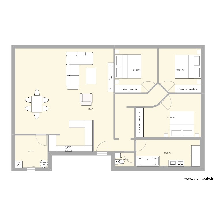 PLAN MAOISON SKETCUP. Plan de 7 pièces et 130 m2