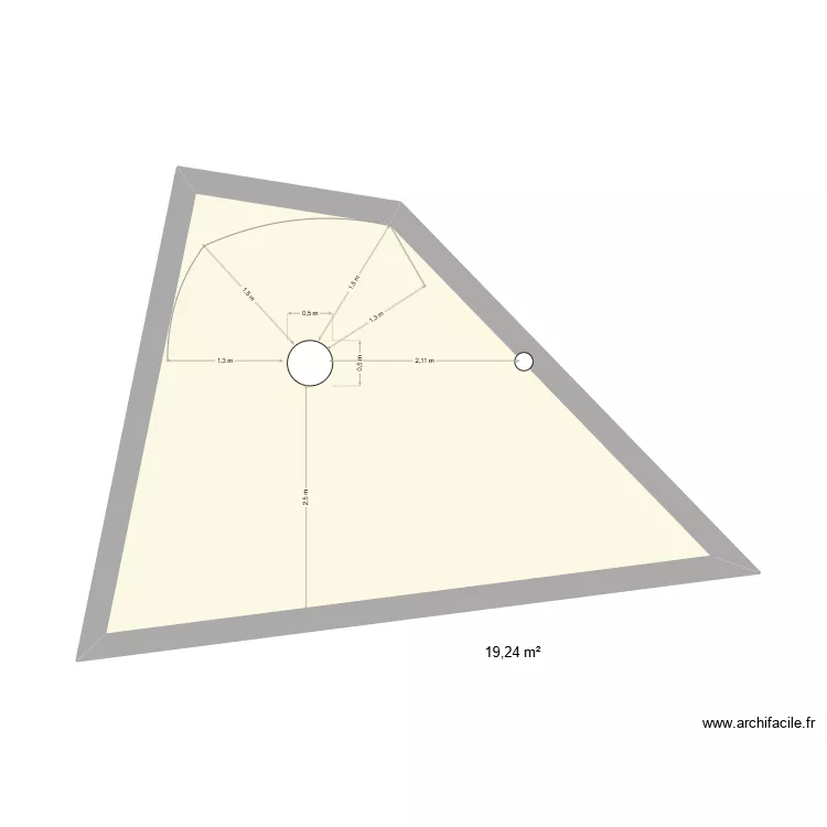 jardin. Plan de 1 pièce et 19 m²