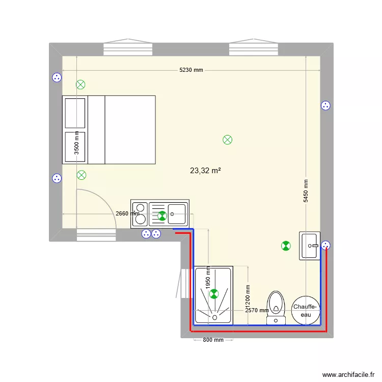 studio 8. Plan de 1 pièce et 23 m² studio 8. Plan de 1 pièce et 23 m²