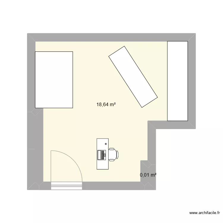 cab gynae. Plan de 2  et 19 m²