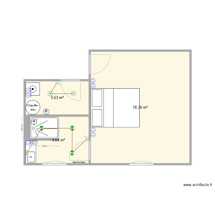 Raymond lartigue 1er. Plan de 4 pièces et 27 m2