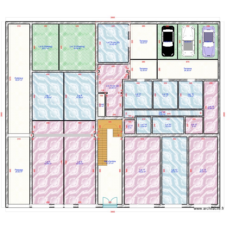 Wimereux - Carnot. Plan de 91 pièces et 1575 m2