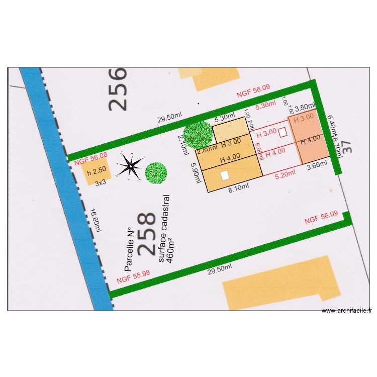 plan de masse    chalet 37. Plan de 4 pièces et 87 m2