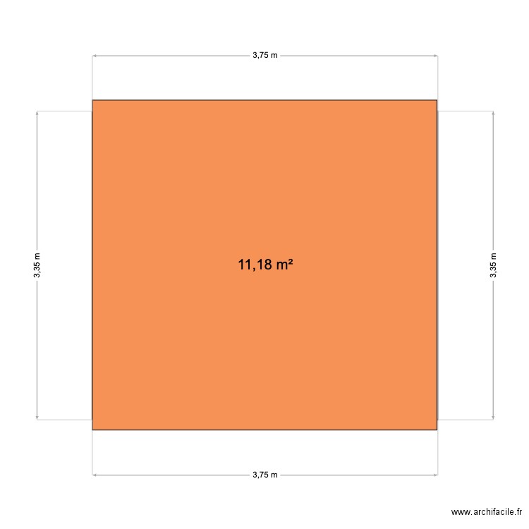 cabanon. Plan de 1 pièce et 11 m2