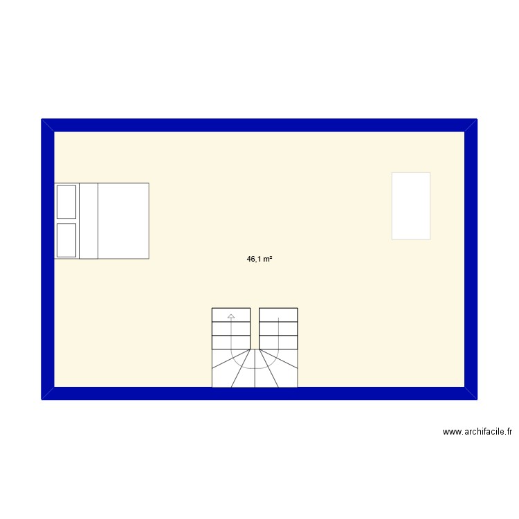 chambres. Plan de 1 pièce et 46 m2